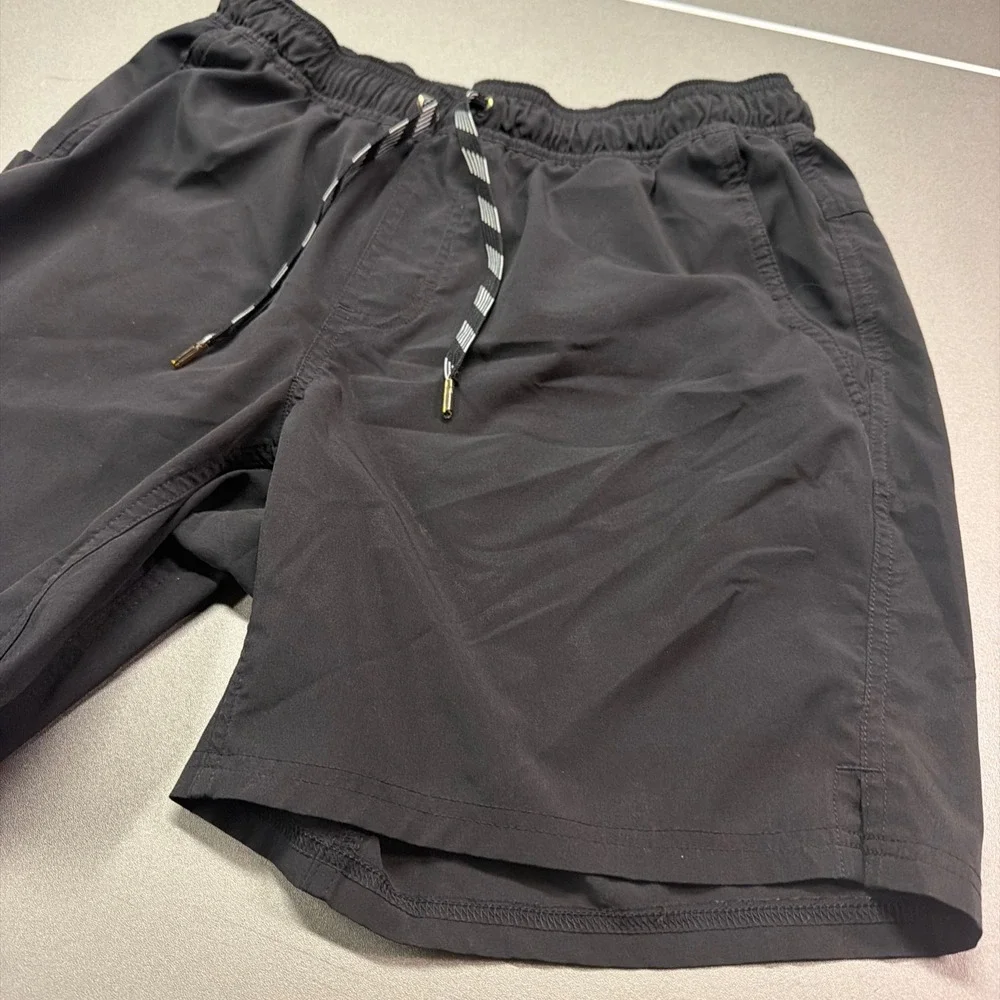 George Black Swim Trunks Men's Size M (32-34) Lined Drawstring Stretch Shorts